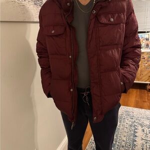 Men's Burgundy Puffer Jacket